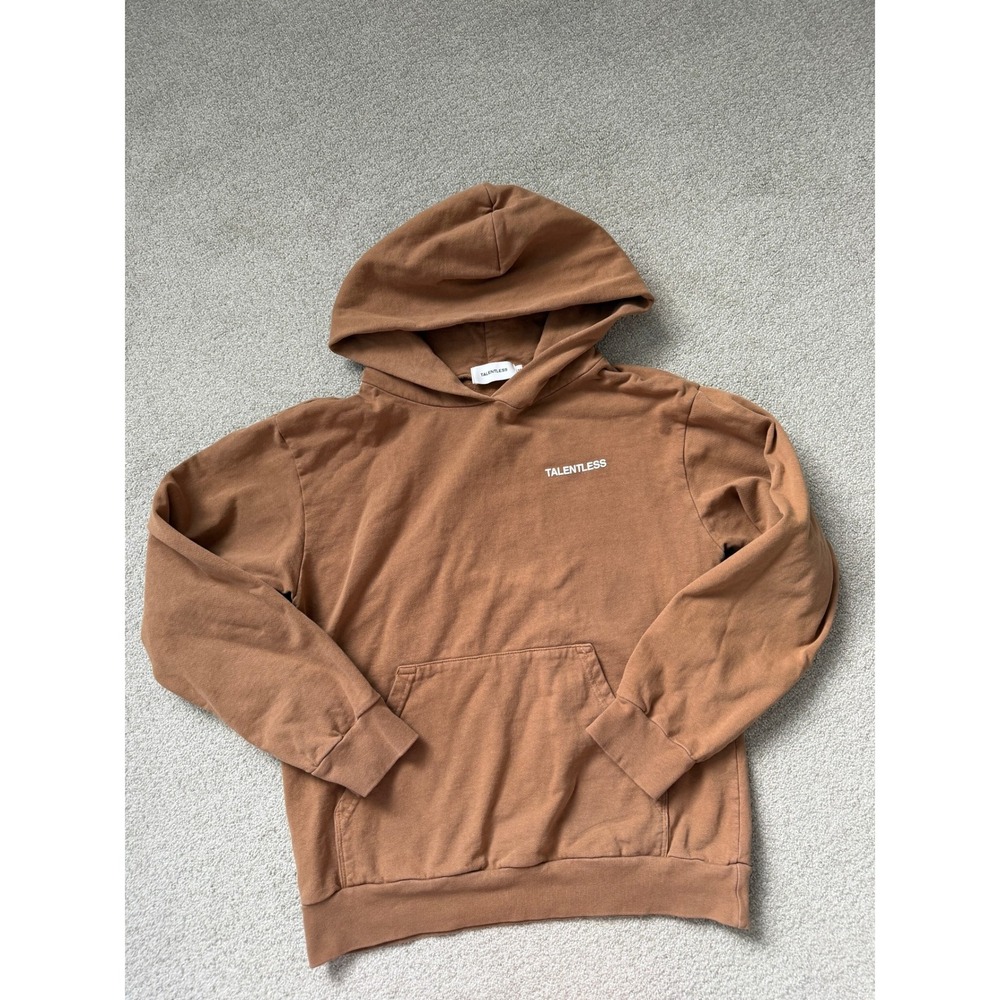 Talentless Mens‎ Hoodie Brown Pullover Sweatshirt Size Medium Logo Streetwear
